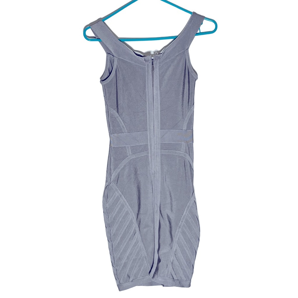 Gunmetal silver Herve Leger mini dress